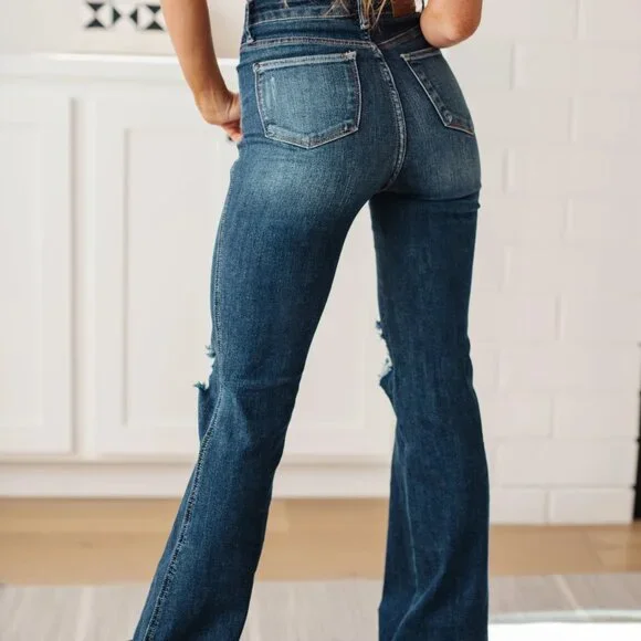 Cassandra High Rise Control Top Distressed Flare Jeans by Judy Blue - Picture 9 of 10